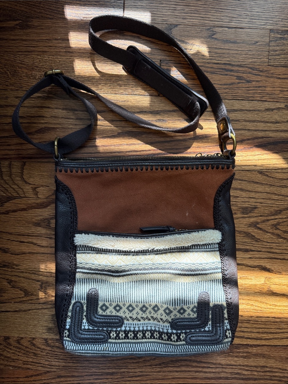 The Sak Hobo Fair Isle Leather Crossbody Shoulder Bag